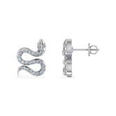 Snake 10K White Gold Diamond Stud Earrings